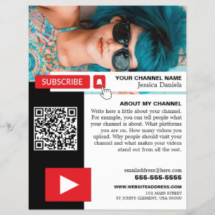 Prospectus 21,6 Cm X 24,94 Cm Photo personnalisée et code QR, Youtube - Vlogger