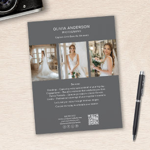 Prospectus 21,6 Cm X 24,94 Cm Photographe Photo QR Social Media Gray Business