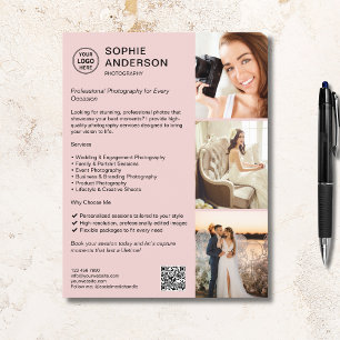 Prospectus 21,6 Cm X 24,94 Cm Photographe Professionnel Photographie Entreprise