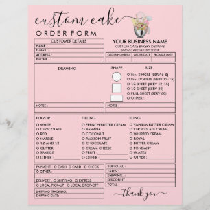 Prospectus 21,6 Cm X 24,94 Cm PinK Boulangerie Illustration moderne Formulaire d