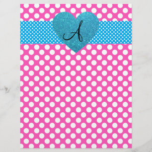Prospectus 21,6 Cm X 24,94 Cm Points polka rose et blanc monogramme
