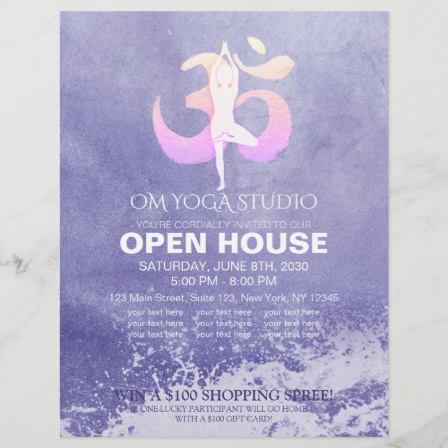 Prospectus 21,6 Cm X 24,94 Cm Pose de méditation YOGA Studio Open House (Devant)