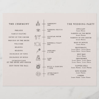 Prospectus 21,6 Cm X 24,94 Cm Program Minimalist Timeline for a Modern Wedding.