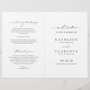 Prospectus 21,6 Cm X 24,94 Cm Programme de mariage classique noir et blanc à pet