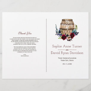 Prospectus 21,6 Cm X 24,94 Cm Programme de mariage d'automne en tonneau de vin f