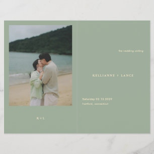 Prospectus 21,6 Cm X 24,94 Cm Programme de mariage simple vert sauge moderne