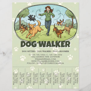 Prospectus 21,6 Cm X 24,94 Cm Promeneur de chiens Service de promenade de chiens