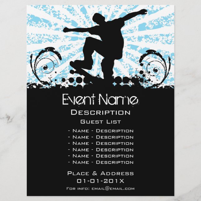 Prospectus 21,6 Cm X 24,94 Cm Promotion d'événements Skateboard (Devant)