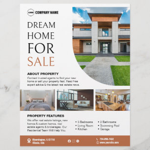 Prospectus 21,6 Cm X 24,94 Cm Propriétés immobilières Flyer personnalisé