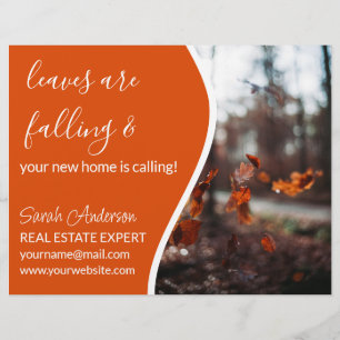 Prospectus 21,6 Cm X 24,94 Cm Real Estate Agent FALL CARD shop sign Flyer