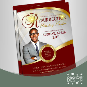 Prospectus 21,6 Cm X 24,94 Cm Red & Gold Resurrection Sunday Service Church