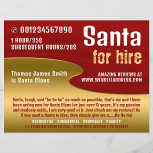 Prospectus 21,6 Cm X 24,94 Cm Red & Gold, Santa Claus Entertainer Publicité