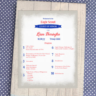 Prospectus 21,6 Cm X 24,94 Cm Red, White, Blue Eagle Court of Honor Program