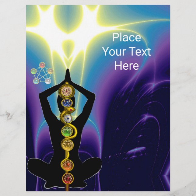 Prospectus 21,6 Cm X 24,94 Cm RODE D'ASCLEPIUS,7 CHAKRAS YOGA LOTUS POSE Bleu (Devant)