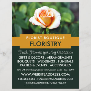Prospectus 21,6 Cm X 24,94 Cm Rose orange, fleuriste, publicité fleuriste
