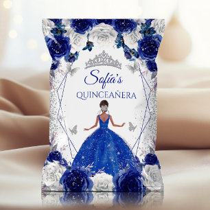 Prospectus 21,6 Cm X 24,94 Cm Sac bleu royal argent Quinceañera Sachet de chips