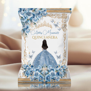 Prospectus 21,6 Cm X 24,94 Cm Sac Luxe Bleu Or Quinceanera Sachet de Chips