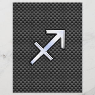 Prospectus 21,6 Cm X 24,94 Cm Sagittarius Zodiac Sign Black Carbon Fiber Print