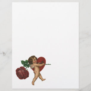 Prospectus 21,6 Cm X 24,94 Cm Saint Valentin victorien vintage avec chérubin et 
