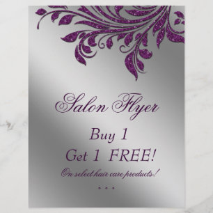 Prospectus 21,6 Cm X 24,94 Cm Salon de cheveux Flyer Vente Zebra Sparkle Purple 