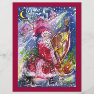 PROSPECTUS 21,6 CM X 24,94 CM SANTA CLAUS JOUANT À LA HARPE EN LUMIÈRE DE LA LUN