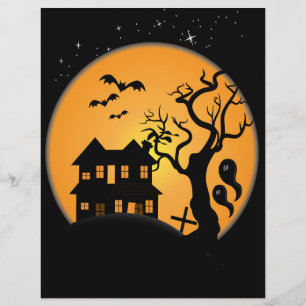Prospectus 21,6 Cm X 24,94 Cm scène de maison hantée halloween effrayante vecteu