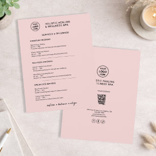 Prospectus 21,6 Cm X 24,94 Cm Services de Bien-être Holistique Menu Minimaliste