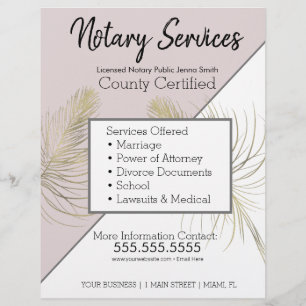 Prospectus 21,6 Cm X 24,94 Cm Services de notaire Flyer commercial Rose Gold