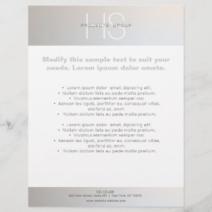 Prospectus 21,6 Cm X 24,94 Cm Simple moderne Monogramme professionnel gris argen