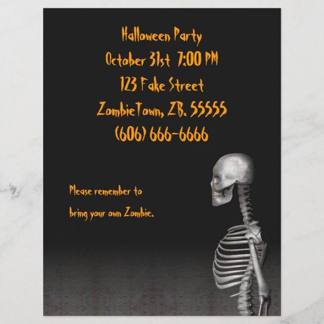 Prospectus 21,6 Cm X 24,94 Cm Squelette - Halloween Flyer (Devant)