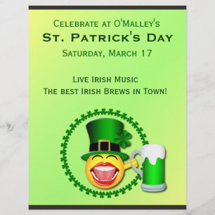 Prospectus 21,6 Cm X 24,94 Cm St Patrick's Day Emoji Green Beer Irish Pub