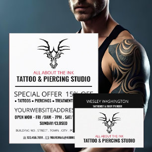 Prospectus 21,6 Cm X 24,94 Cm Studio De Tatouage Dragon, Tatouage & Piercing Cor