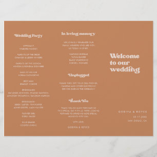 Prospectus 21,6 Cm X 24,94 Cm Sucre Brown rétro élégant Programme de mariage tri