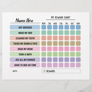 Prospectus 21,6 Cm X 24,94 Cm Tableau de récompenses Programme personnalisé Enfa