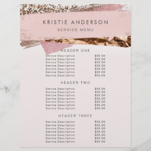 Prospectus 21,6 Cm X 24,94 Cm Tarifs et services Rose Gold & Pink Label
