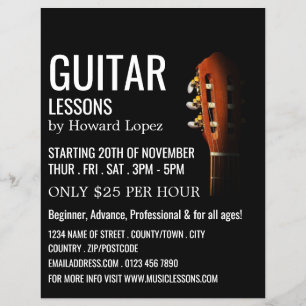Prospectus 21,6 Cm X 24,94 Cm Tête de guitare, Cours de guitare
