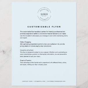 Prospectus 21,6 Cm X 24,94 Cm texte de logo personnalisable BLEU informations de