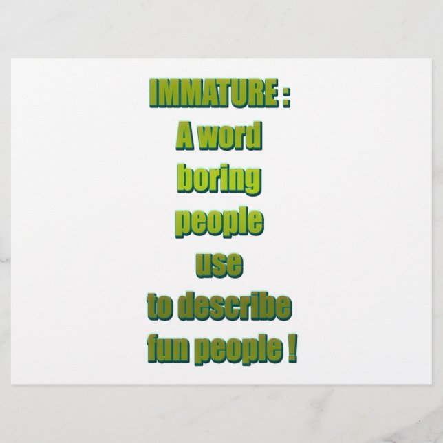 Prospectus 21,6 Cm X 24,94 Cm Texte drôle immature (Devant)