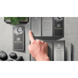 Prospectus 21,6 Cm X 24,94 Cm Tri-Fold Yoga Studio Brochure Black & Silver ZEN