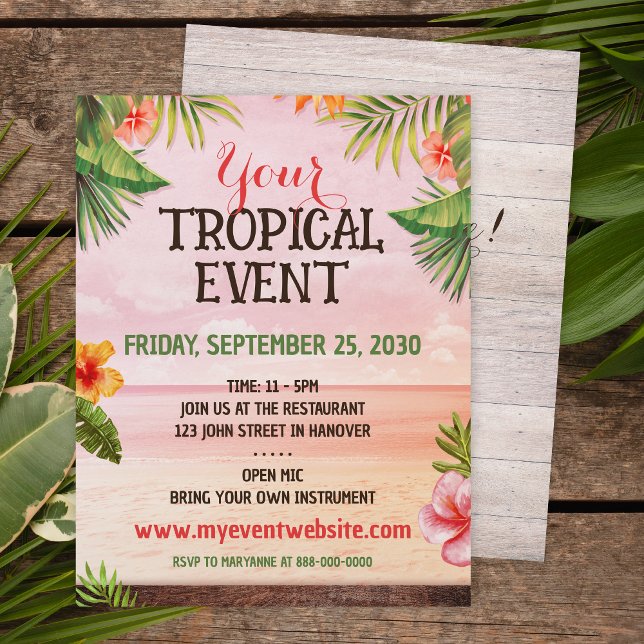 Prospectus 21,6 Cm X 24,94 Cm Tropical Caribbean Beach Party Event Flyer (Créateur téléchargé)