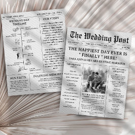 Prospectus 21,6 Cm X 24,94 Cm Unique Newspaper Wedding Programs