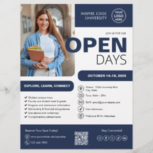Prospectus 21,6 Cm X 24,94 Cm Université Open Day Navy Blue Business