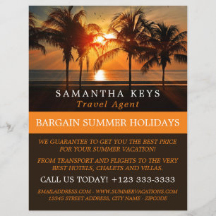 Prospectus 21,6 Cm X 24,94 Cm Vacances Tropical Sunset, Agent de Voyage Advert