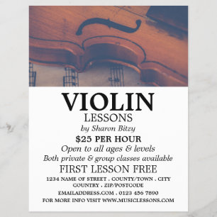 Prospectus 21,6 Cm X 24,94 Cm Violon classique, leçons de violon publicitaire