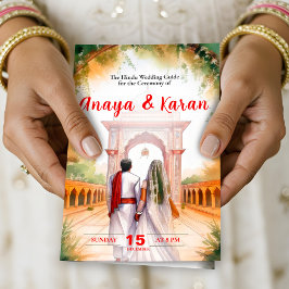 Prospectus 21,6 Cm X 24,94 Cm Watercolor Indian Wedding Program Cérémonie hindou