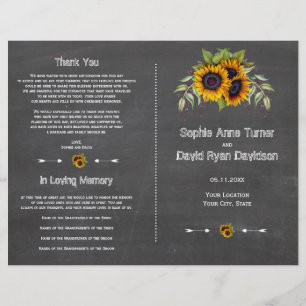 Prospectus 21,6 Cm X 24,94 Cm Watercolor Sunflower Chalkboard Wedboard Programme