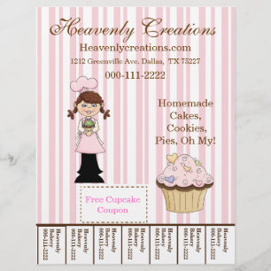 Prospectus 21,6 Cm X 24,94 Cm Whimsical Cupcake Bakery Flyer avec étiquettes