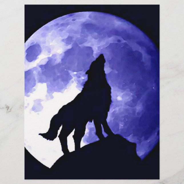 Prospectus 21,6 Cm X 24,94 Cm Wolf Howling à Moon (Devant)