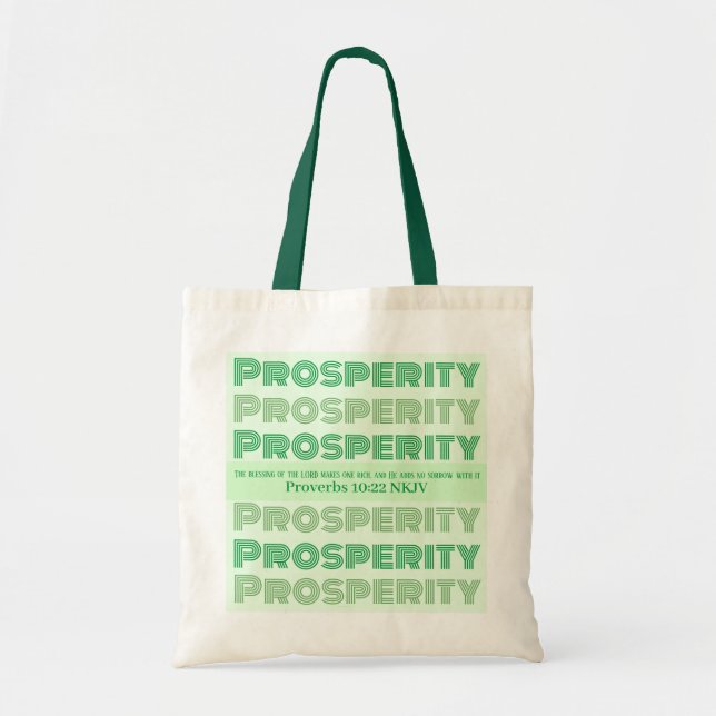 Prosperity Bible Verse Sprichwörter Light Green Tragetasche (Vorne)