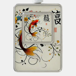 Prosperity Koi Per Ornament Rahmen-Ornament Silber